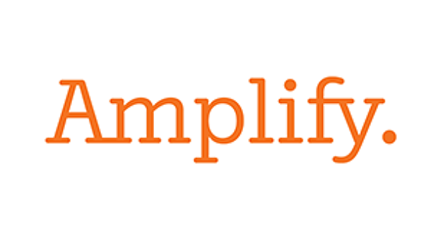 The word Amplify. written in orange, serif font.