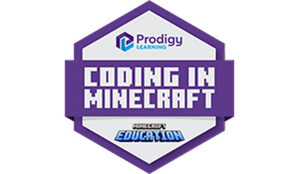 Prodigy Learning badge for Coding in Minecraft Education.