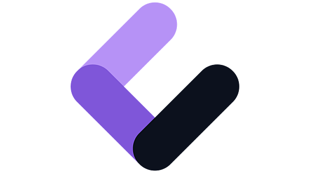 An abstract logo formed by three overlapping, rounded bars in shades of purple and black, creating a chevron-like shape.