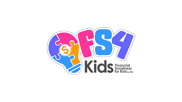 Logo for Financial Smartness for Kids (FS4 Kids) by IBEC featuring a lightbulb made of puzzle pieces with a dollar sign inside.