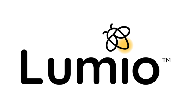 Lumio logo featuring a stylized firefly icon above the letter i.