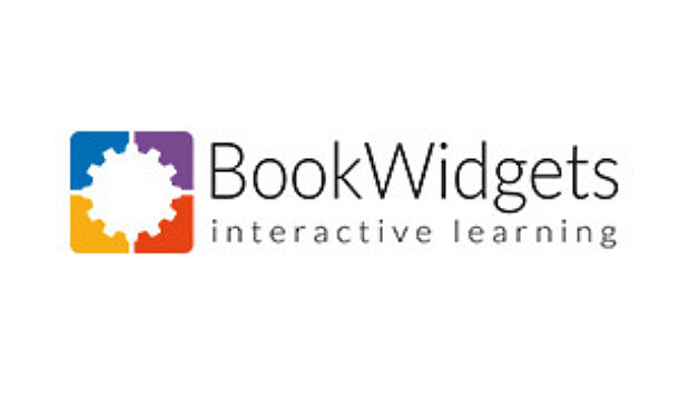 BookWidgets interactive learning logo with a multicolored gear icon.