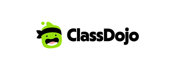 ClassDojo logo featuring a green monster wearing a black headband next to the company name.
