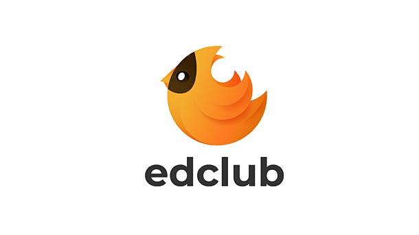 Logo for edclub featuring a stylized orange bird icon above the company name in gray text.