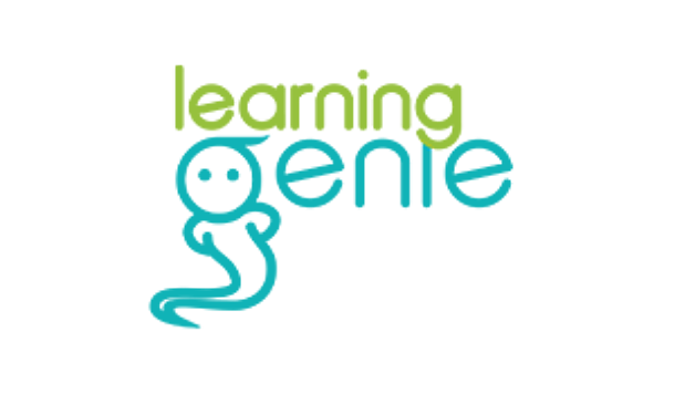 Learning Genie logo featuring a stylized ghost character integrated into the text.