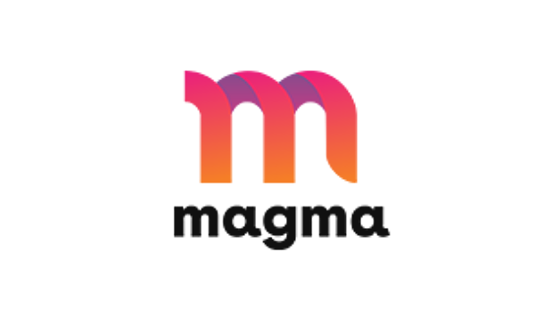 Logo for Magma featuring a stylized letter M in a pink-to-orange gradient above the word magma in bold, lowercase black text.