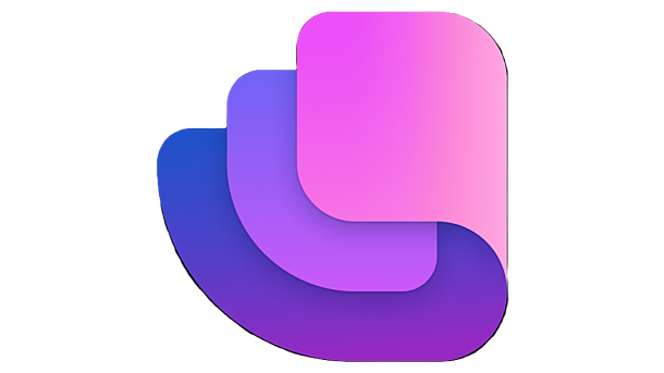 Abstract logo of three overlapping rounded rectangles in a gradient transition from blue to purple to pink.