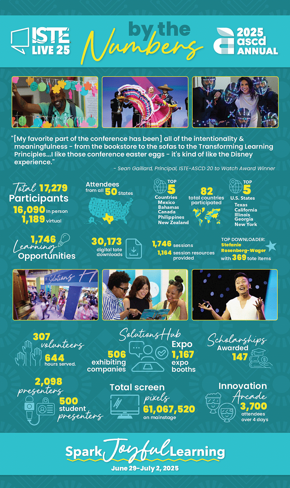 An infographic with information about ISTELive 25 and 2025 ASCD Annual Conference.