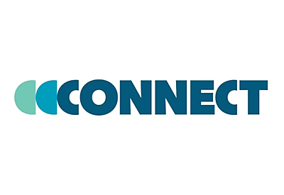 The image displays the word CONNECT in bold blue letters, with three overlapping teal circles forming the first letter C on a white background.